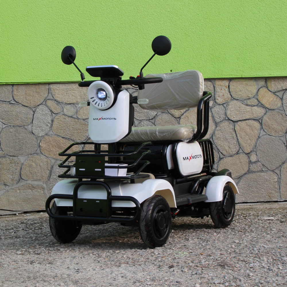 Мини триместна електрическа четириколка MaxMotors A9 WHITE, 1500W, 48V/20Ah
