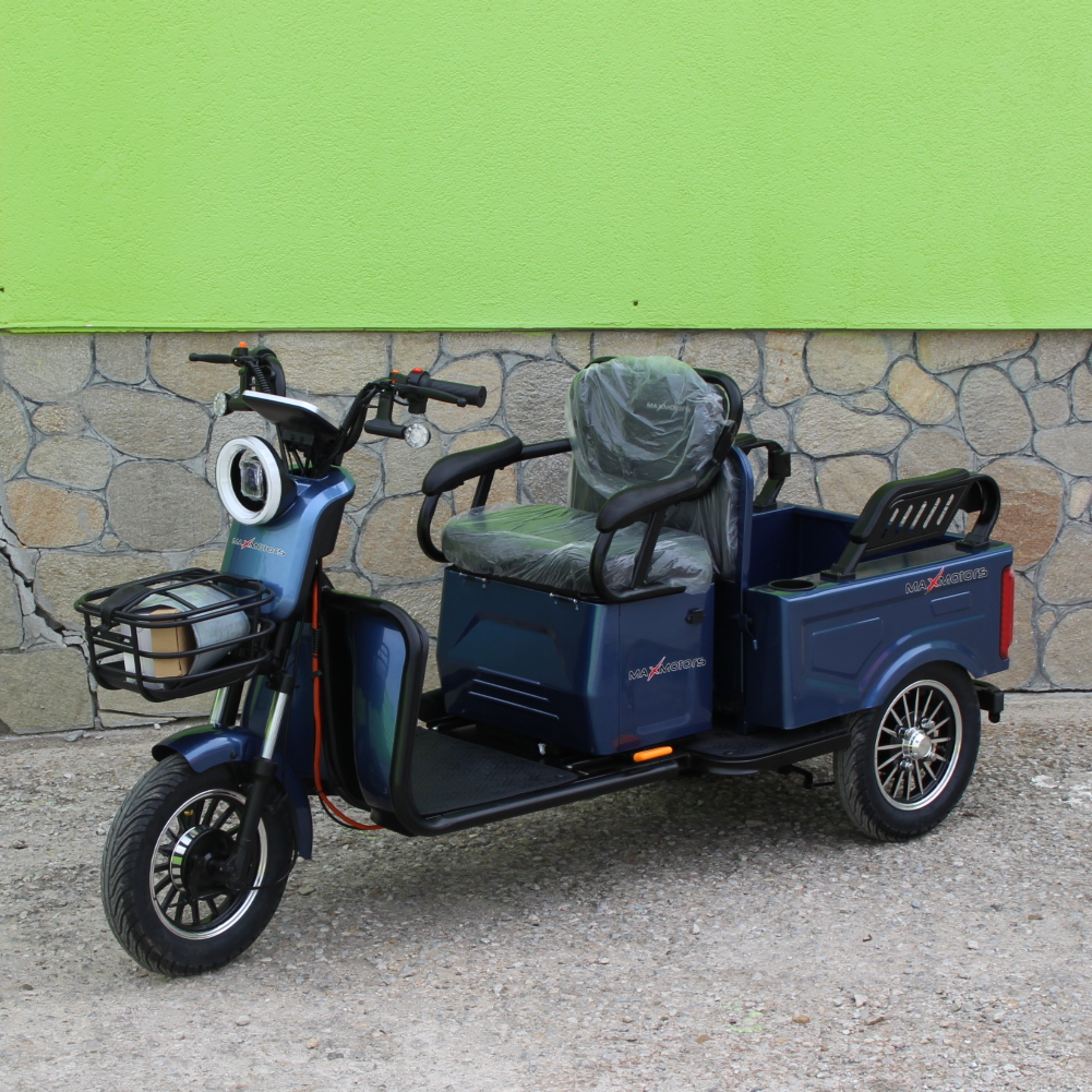 Двуместна електрическа триколка MAX MOTORS 1500W 20 AH Blue - Image 2