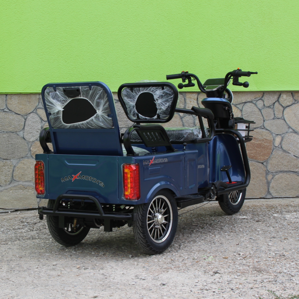 Двуместна електрическа триколка MAX MOTORS 1500W 20 AH Blue - Image 4
