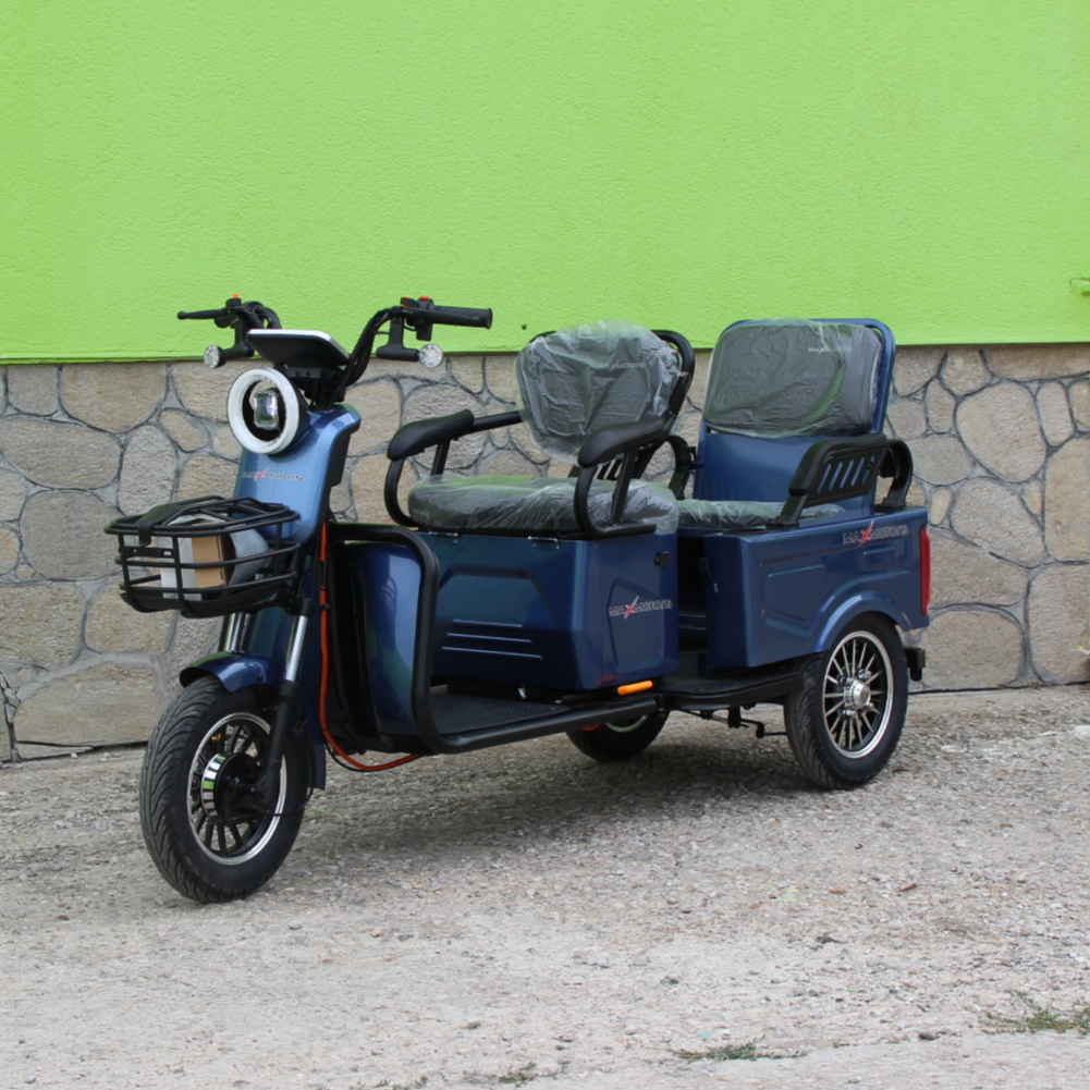 Двуместна електрическа триколка MAX MOTORS 1500W 20 AH Blue