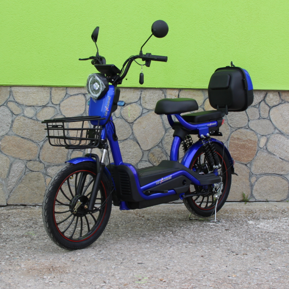 Електрически двуместен скутер – велосипед MaxMotors със 20″ гуми, 1200W, 60V/20Ah Син