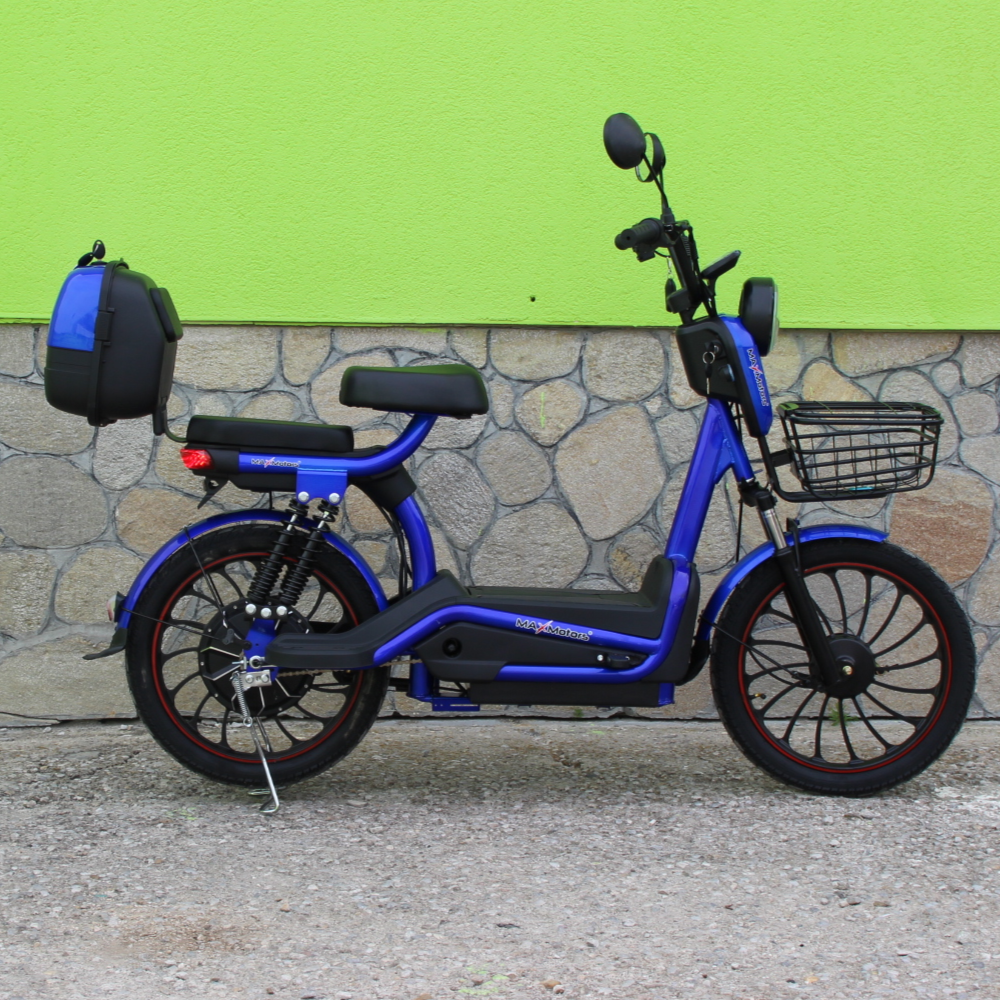 Електрически двуместен скутер – велосипед MaxMotors със 20″ гуми, 1200W, 60V/20Ah Син - Image 4