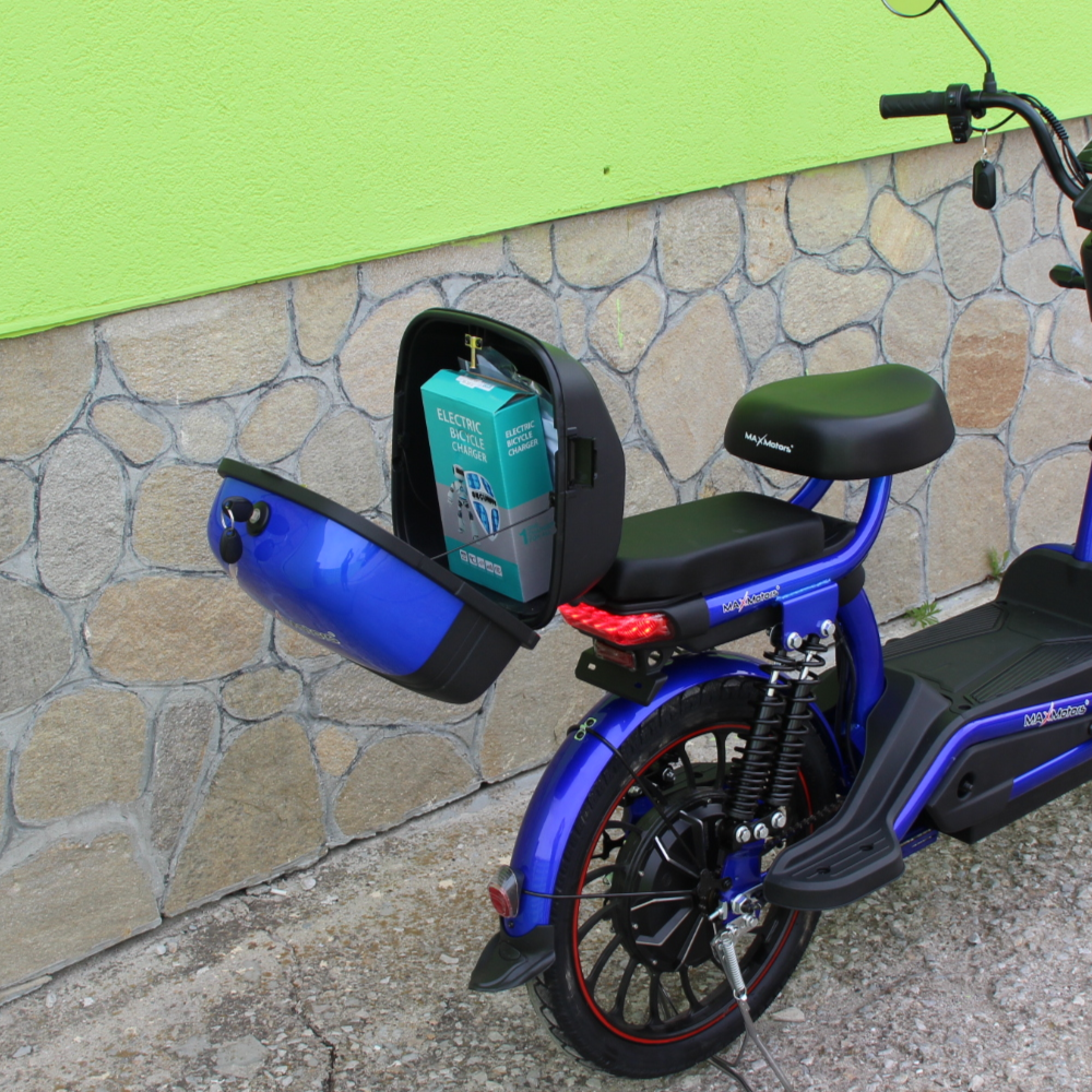 Електрически двуместен скутер – велосипед MaxMotors със 20″ гуми, 1200W, 60V/20Ah Син - Image 6